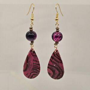 #B85- Chic Purple and Gold Teardrop Earrings